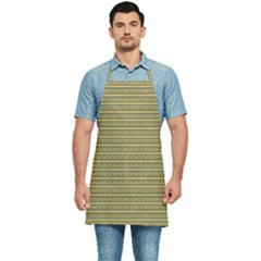 Golden Striped Decorative Pattern Kitchen Apron by dflcprintsclothing