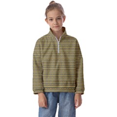 Golden Striped Decorative Pattern Kids  Half Zip Hoodie by dflcprintsclothing