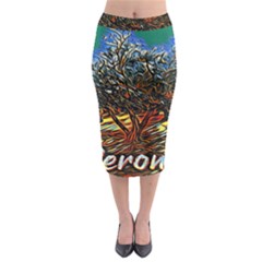 Colorful Verona Olive Tree Midi Pencil Skirt by ConteMonfrey