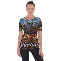 Colorful Verona Olive Tree Shoulder Cut Out Short Sleeve Top by ConteMonfrey