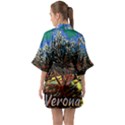 Colorful Verona Olive tree Half Sleeve Satin Kimono  View2