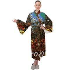 Colorful Verona Olive Tree Maxi Velour Kimono by ConteMonfrey