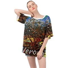 Colorful Verona Olive Tree Oversized Chiffon Top by ConteMonfrey