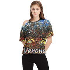 Colorful Verona Olive Tree One Shoulder Cut Out Tee by ConteMonfrey