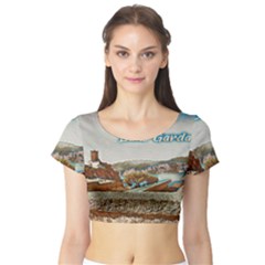 Malcesine Castle On Lake Garda Short Sleeve Crop Top by ConteMonfrey