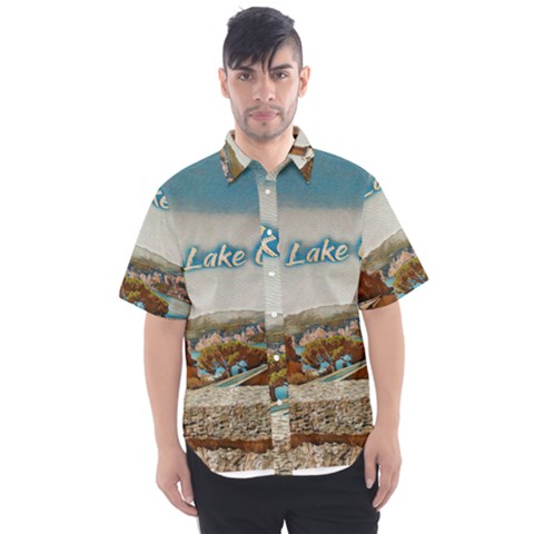 Malcesine Castle On Lake Garda Men s Short Sleeve Shirt by ConteMonfrey