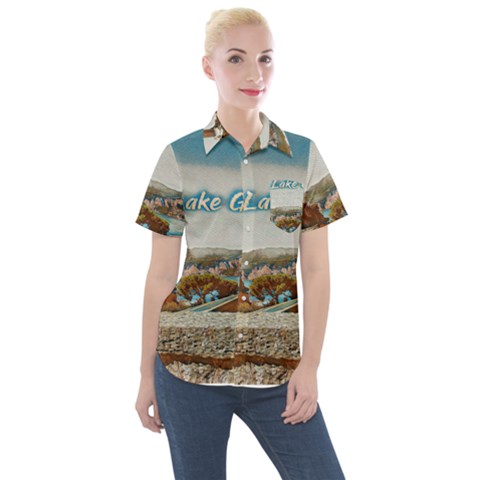 Malcesine Castle On Lake Garda Women s Short Sleeve Pocket Shirt by ConteMonfrey