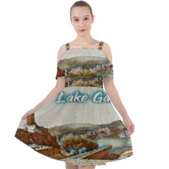 Malcesine Castle On Lake Garda Cut Out Shoulders Chiffon Dress by ConteMonfrey