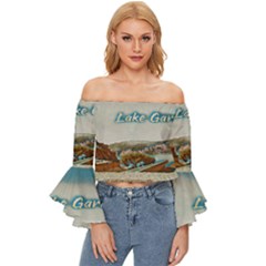 Malcesine Castle On Lake Garda Off Shoulder Flutter Bell Sleeve Top by ConteMonfrey