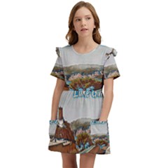 Malcesine Castle On Lake Garda Kids  Frilly Sleeves Pocket Dress by ConteMonfrey