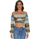 Malcesine Castle On Lake Garda Long Sleeve Crinkled Weave Crop Top View1