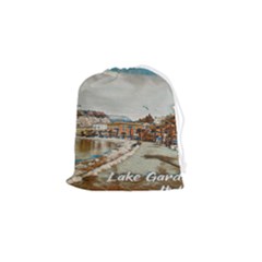 Birds And People On Lake Garda Drawstring Pouch (small) by ConteMonfrey