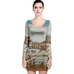 Birds And People On Lake Garda Long Sleeve Bodycon Dress by ConteMonfrey