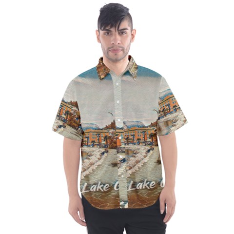 Birds And People On Lake Garda Men s Short Sleeve Shirt by ConteMonfrey