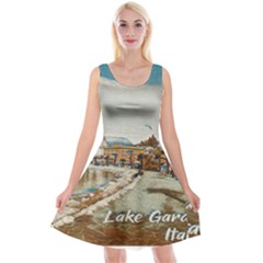 Birds And People On Lake Garda Reversible Velvet Sleeveless Dress by ConteMonfrey