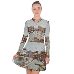 Birds And People On Lake Garda Long Sleeve Panel Dress by ConteMonfrey