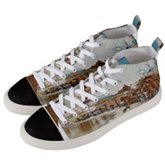 Birds And People On Lake Garda Men s Mid-top Canvas Sneakers by ConteMonfrey