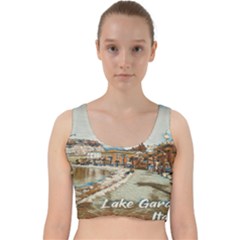 Birds And People On Lake Garda Velvet Racer Back Crop Top by ConteMonfrey