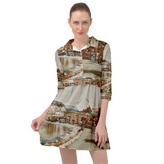 Birds And People On Lake Garda Mini Skater Shirt Dress by ConteMonfrey