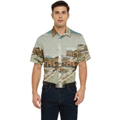 Birds And People On Lake Garda Men s Short Sleeve Pocket Shirt  by ConteMonfrey