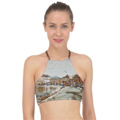 Birds And People On Lake Garda Racer Front Bikini Top by ConteMonfrey