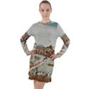 Birds And People On Lake Garda Long Sleeve Hoodie Dress View1