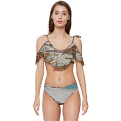 Birds And People On Lake Garda Ruffle Edge Tie Up Bikini Set	 by ConteMonfrey