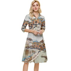 Birds And People On Lake Garda Classy Knee Length Dress by ConteMonfrey