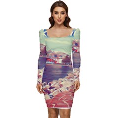 Garda! Women Long Sleeve Ruched Stretch Jersey Dress by ConteMonfrey