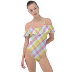 Plaid Pattern Frill Detail One Piece Swimsuit by PaperDesignNest