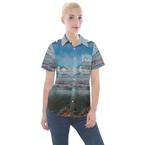 Napoli - Vesuvio Women s Short Sleeve Pocket Shirt by ConteMonfrey