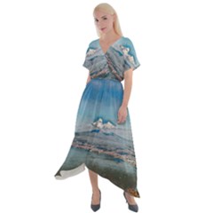 Napoli - Vesuvio Cross Front Sharkbite Hem Maxi Dress