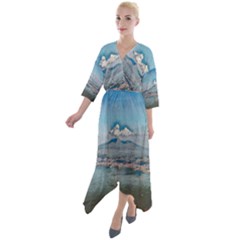 Napoli - Vesuvio Quarter Sleeve Wrap Front Maxi Dress by ConteMonfrey