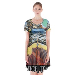 Gondola View   Short Sleeve V-neck Flare Dress by ConteMonfrey