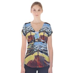 Gondola View   Short Sleeve Front Detail Top by ConteMonfrey