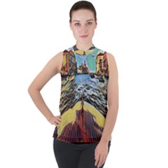 Gondola View   Mock Neck Chiffon Sleeveless Top by ConteMonfrey