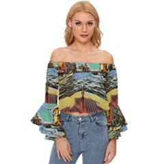 Gondola View   Off Shoulder Flutter Bell Sleeve Top by ConteMonfrey