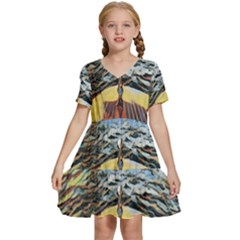 Gondola View   Kids  Short Sleeve Tiered Mini Dress by ConteMonfrey