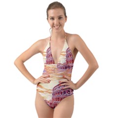 Rome Colosseo, Italy Halter Cut-out One Piece Swimsuit by ConteMonfrey