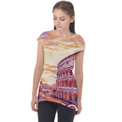 Rome Colosseo, Italy Cap Sleeve High Low Top by ConteMonfrey