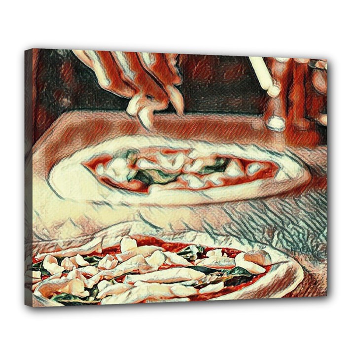 Naples Pizza on the making Canvas 20  x 16  (Stretched)