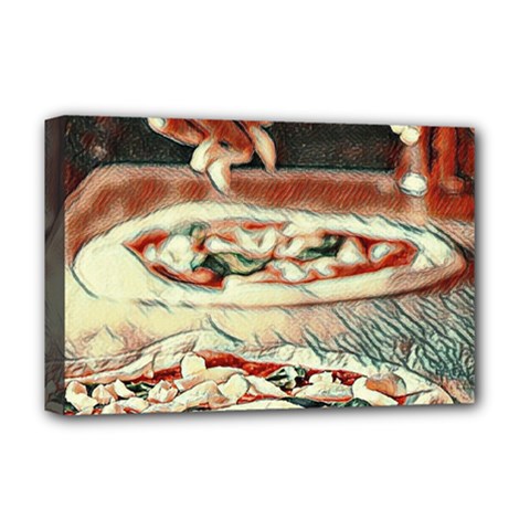 Naples Pizza On The Making Deluxe Canvas 18  X 12  (stretched) by ConteMonfrey