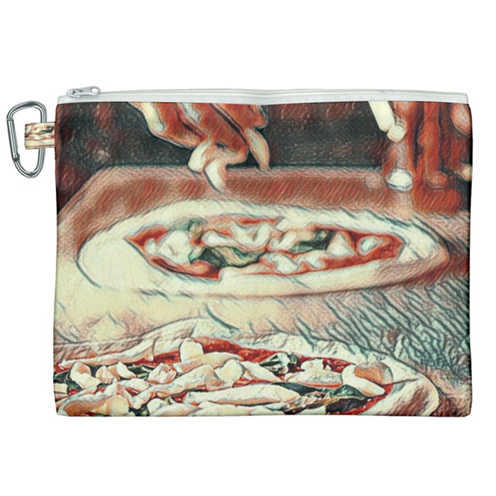 Naples Pizza on the making Canvas Cosmetic Bag (XXL)