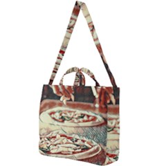 Naples Pizza On The Making Square Shoulder Tote Bag by ConteMonfrey