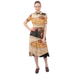 Let`s Make Pizza Keyhole Neckline Chiffon Dress by ConteMonfrey