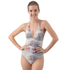 There`s Not Such A Thing As Too Much Garlic! Halter Cut-out One Piece Swimsuit by ConteMonfrey