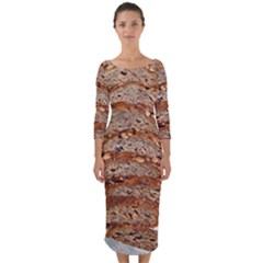 Bread Is Life - Italian Food Quarter Sleeve Midi Bodycon Dress by ConteMonfrey