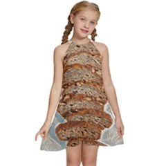 Bread Is Life - Italian Food Kids  Halter Collar Waist Tie Chiffon Dress by ConteMonfrey