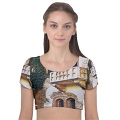 Juliet`s Windows   Velvet Short Sleeve Crop Top  by ConteMonfrey