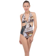 Juliet`s Windows   Halter Front Plunge Swimsuit by ConteMonfrey